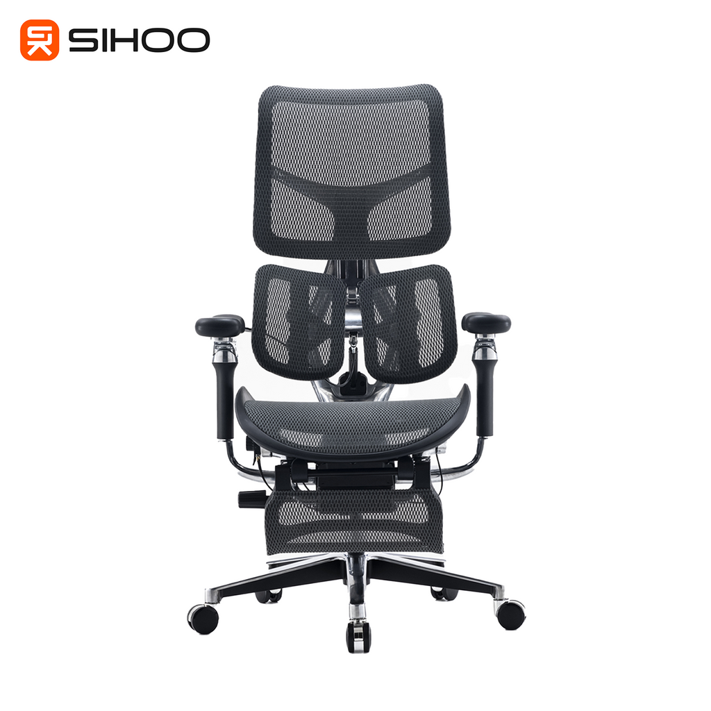 Sihoo Doro S300 Dark Grey Mesh Black Frame Ergonomic Office Chair with Legrest (5 Years Limited Warranty)